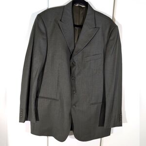 Pronto Uomo Mens Sz 44 LN Gray Green Wool 4 Button Blazer Suit Jacket Coat